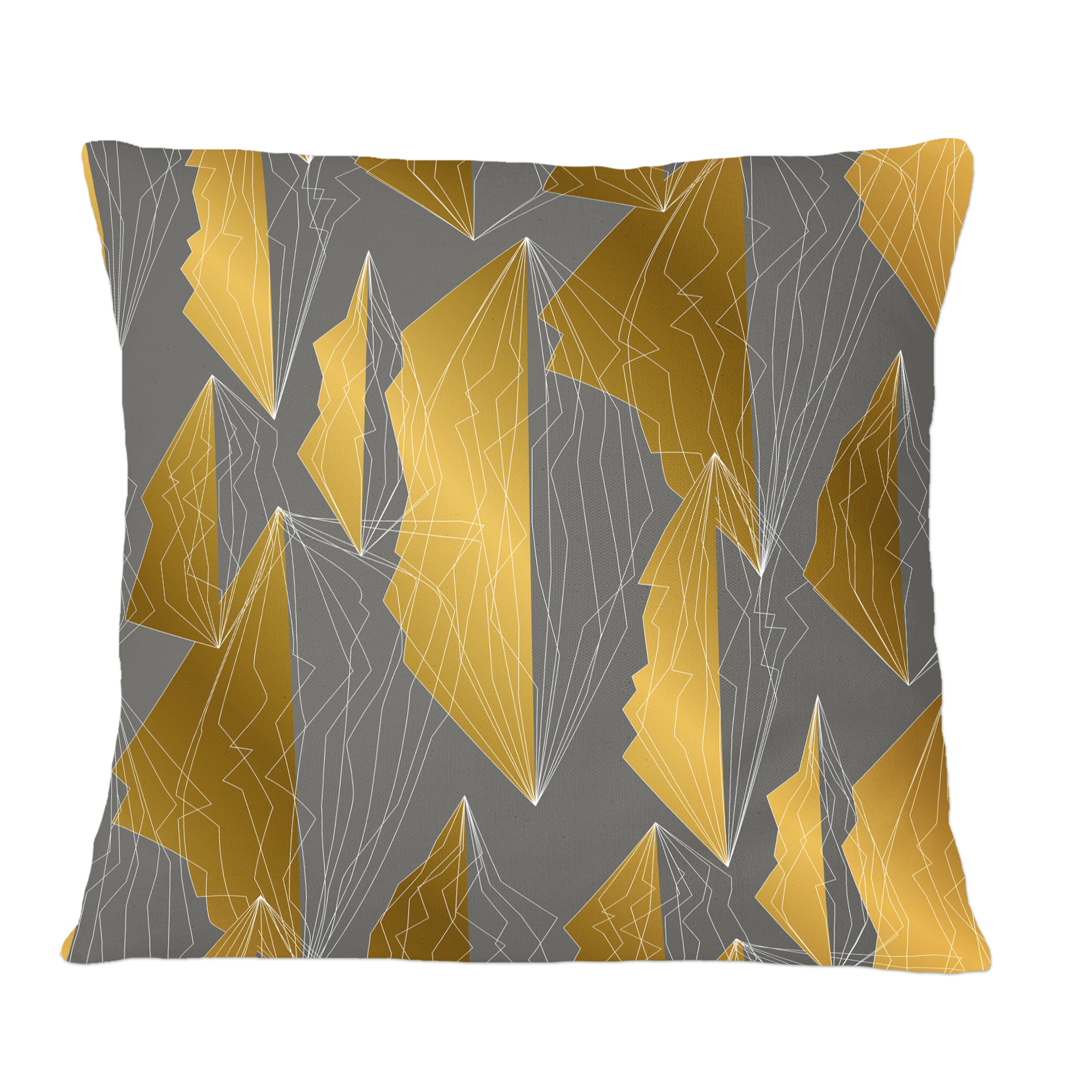 Designart Golden Polygon Pattern' Mid-Century Modern Throw Pillow - 12x20