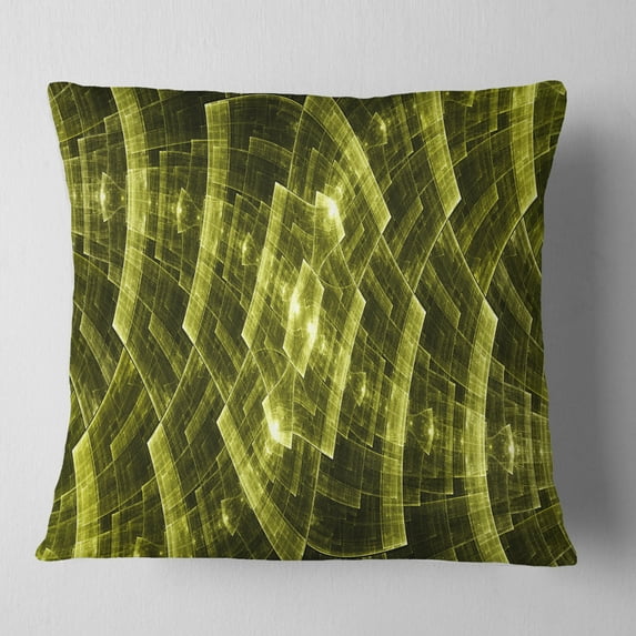 Designart Golden Psychedelic Fractal Metal Grid Art - Abstract Throw Pillow - 18x18