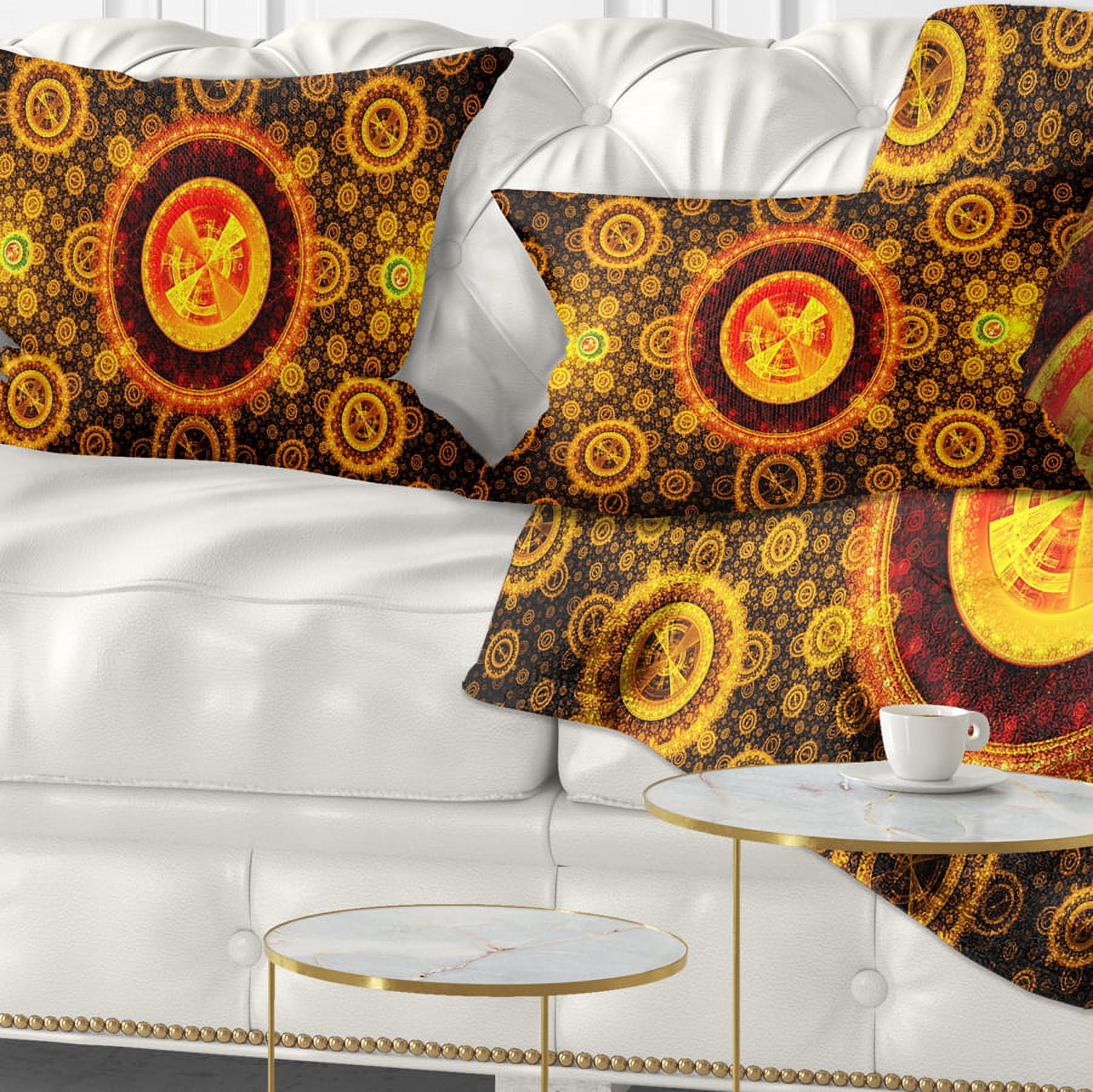 Designart Golden Psychedelic Relaxing Art - Abstract Throw Pillow - 12x20
