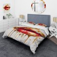 thumbnail image 1 of Designart "Golden Red Luxe Lips II" Fashion Bedding Covert Set - Glam Gold Inspirational Bed Set With 1 Sham, 1 of 6