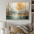 thumbnail image 1 of Designart "Golden Reflections Birch Woods I" Tree Birch Floater Framed Wall Art Living Room, 1 of 7