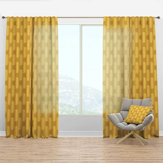 Designart 'Golden Retro Geometric I' Mid-Century Modern Curtain Panel