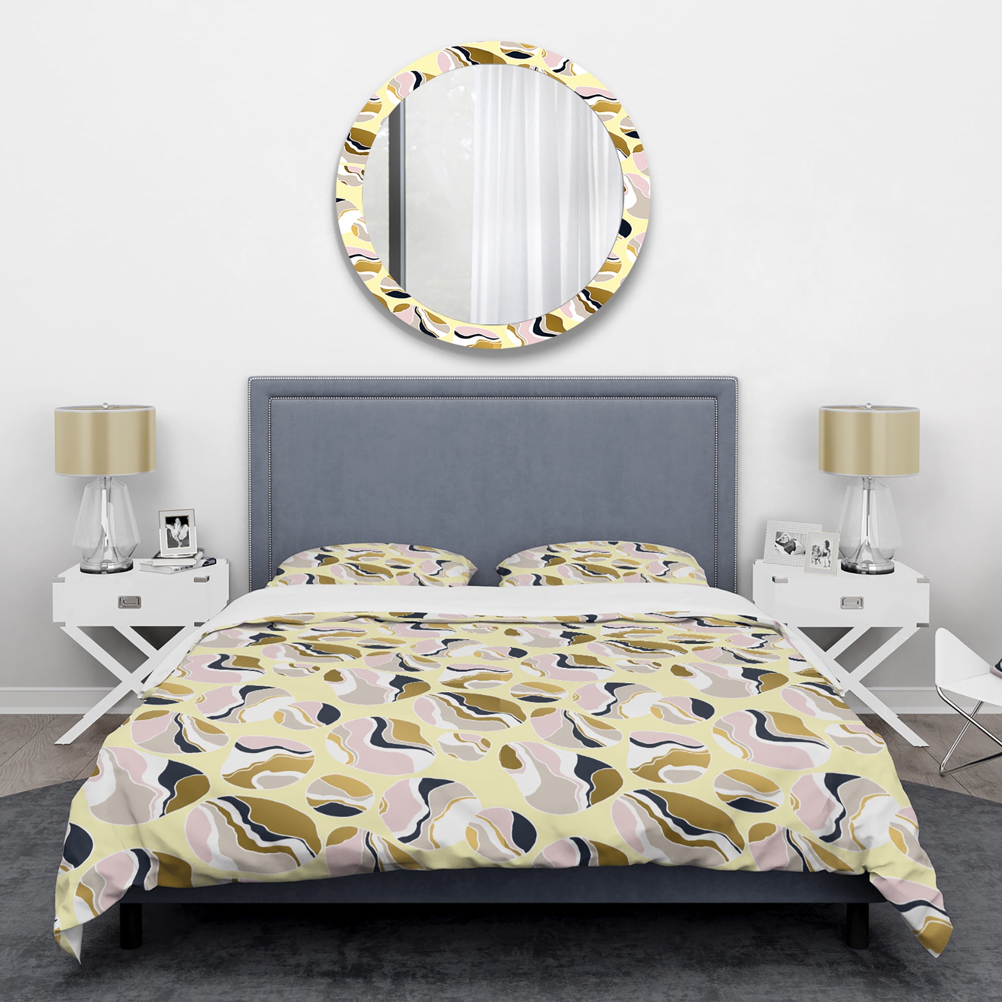 Designart 'Golden River Stones' Mid-Century Modern Duvet Cover Set