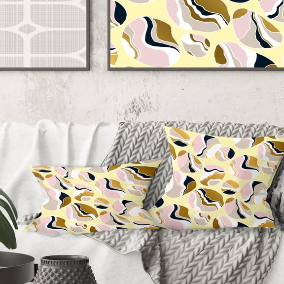 Designart Golden River Stones' Mid-Century Modern Throw Pillow - 16x16