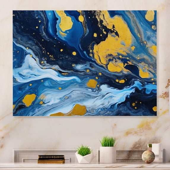 Designart "Golden Rivers in Agate Ripple IV" Fractals Metal Wall Decor