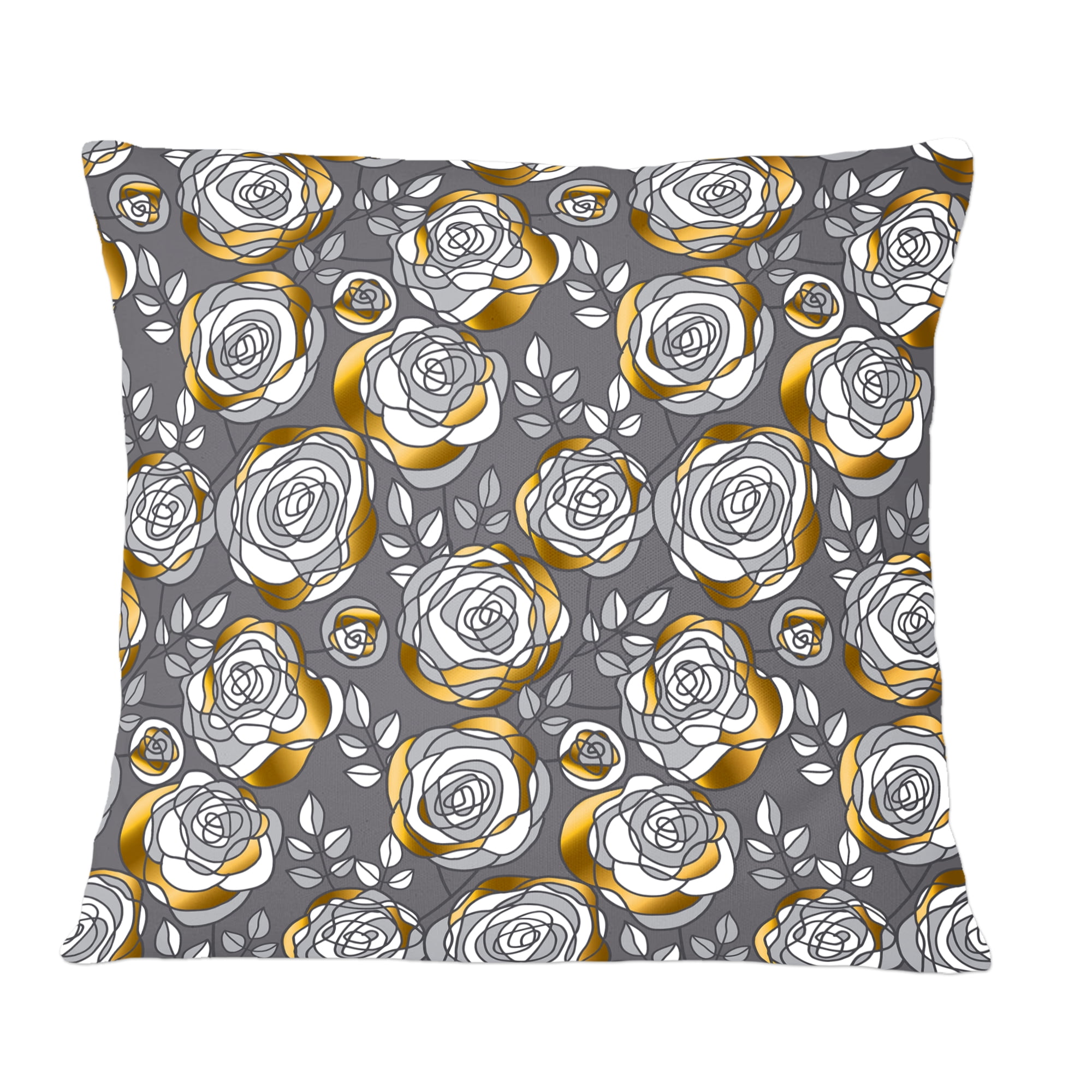 Designart Golden Rose Flowers ' Mid-Century Modern Throw Pillow - 12x20