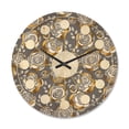 thumbnail image 1 of Designart 'Golden Rose Flowers On Gray' Mid-Century Modern Wood Wall Clock, 1 of 5