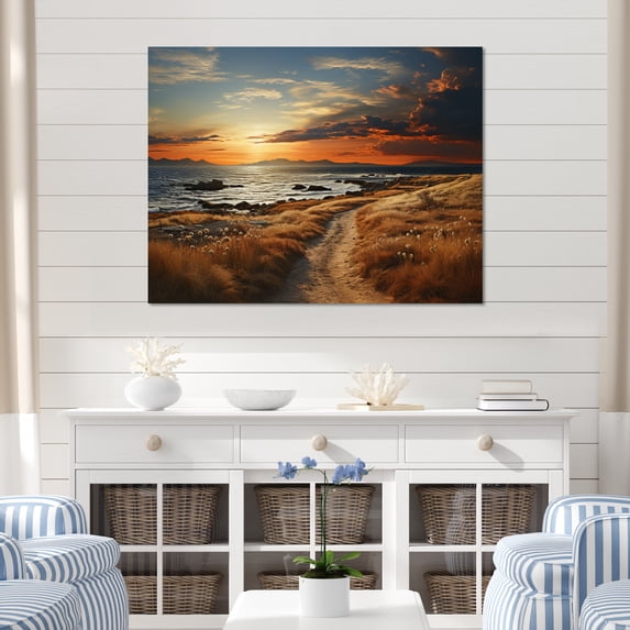 Designart "Golden Sands Beach Photo IV" Nautical & Beach Canvas Print