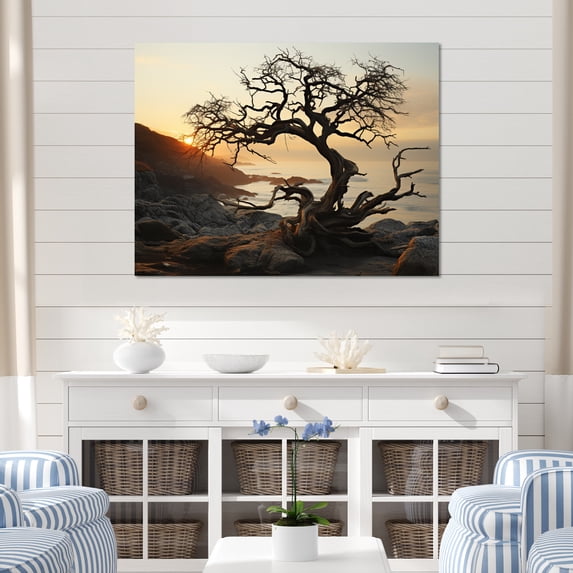 Designart "Golden Sands Beach Photo VI" Nautical & Beach Canvas Art Print