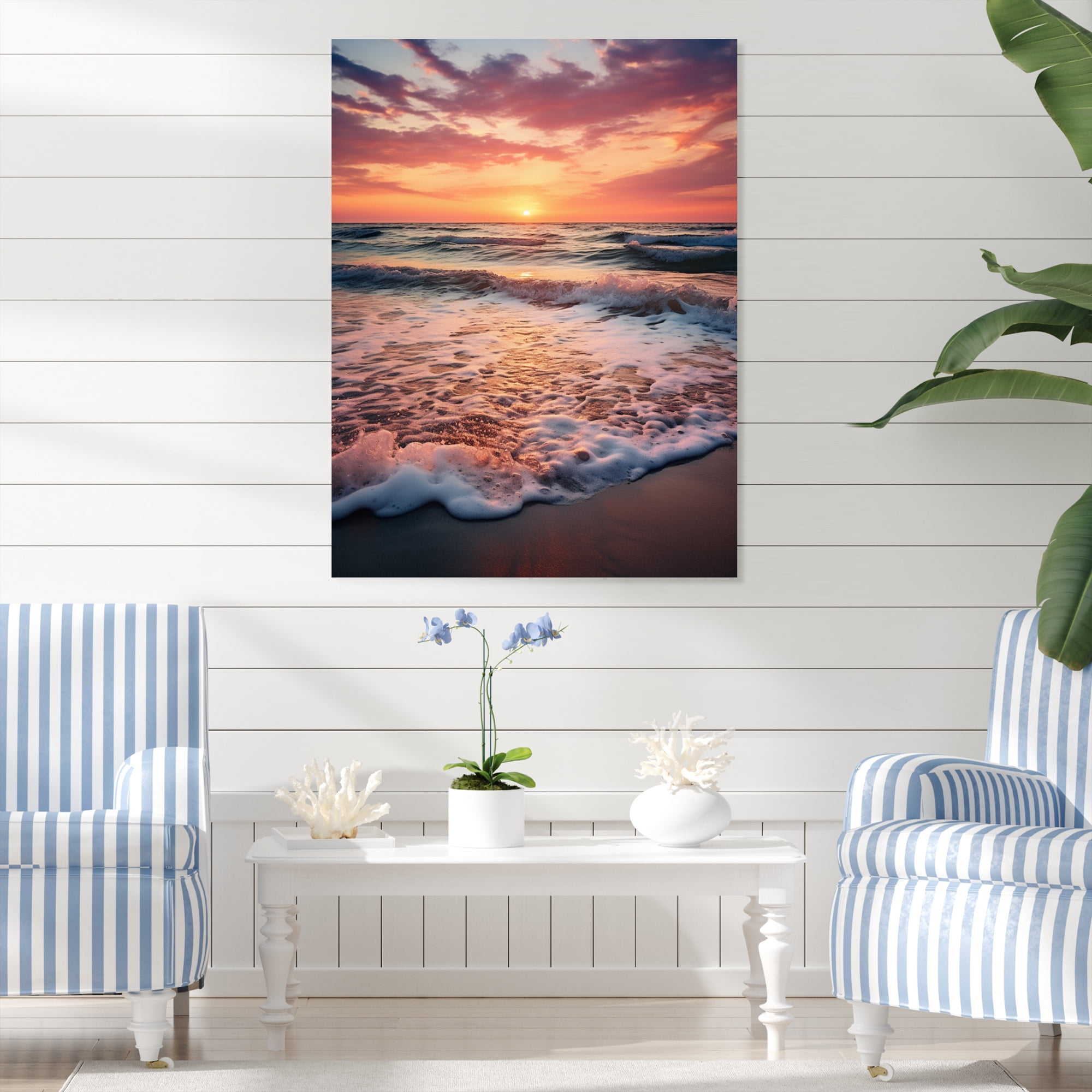Designart "Golden Sands Beach Photo XIV" Nautical & Beach Metal Wall ...