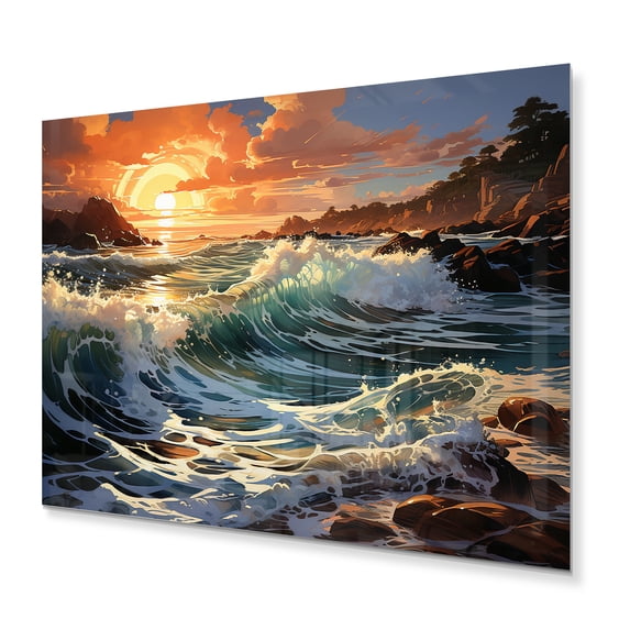 Designart "Golden Sands Beach Photo XVI" Nautical & Beach Metal Art Living Room
