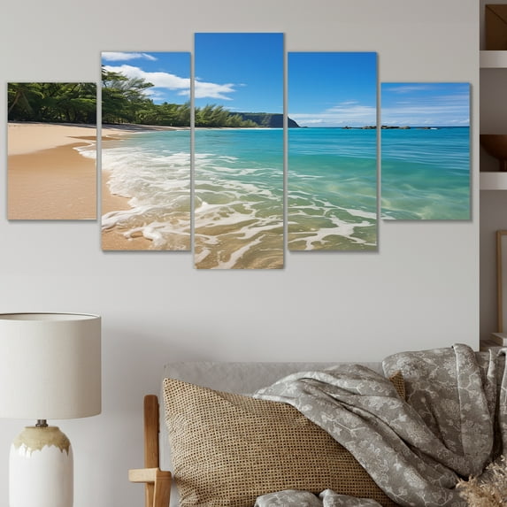 Designart "Golden Shores of Hawaii II" Hawaii Art Living Room Set
