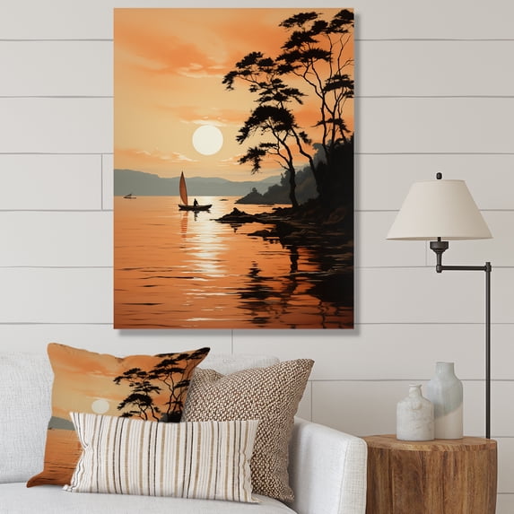 Designart "Golden Sunrise formd I" Nautical & Beach Canvas Print