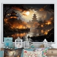 thumbnail image 1 of Designart "Golden Temple China Art painting II" Chinese Floater Framed Canvas Wall Art, 1 of 7