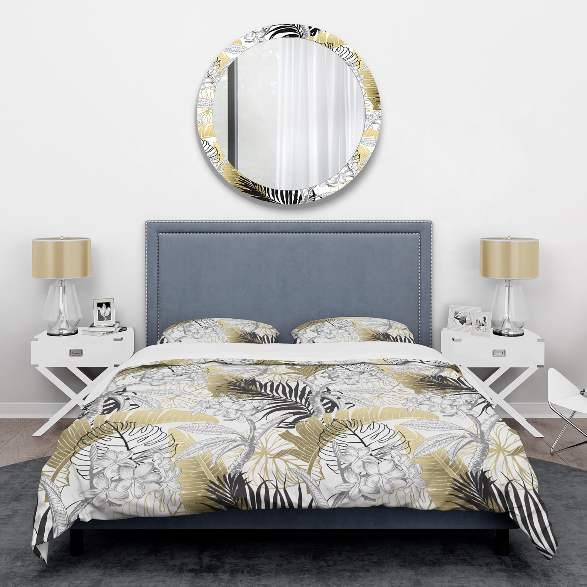 Designart 'Golden Tropical Pattern I' Mid-Century Modern Duvet Cover Set