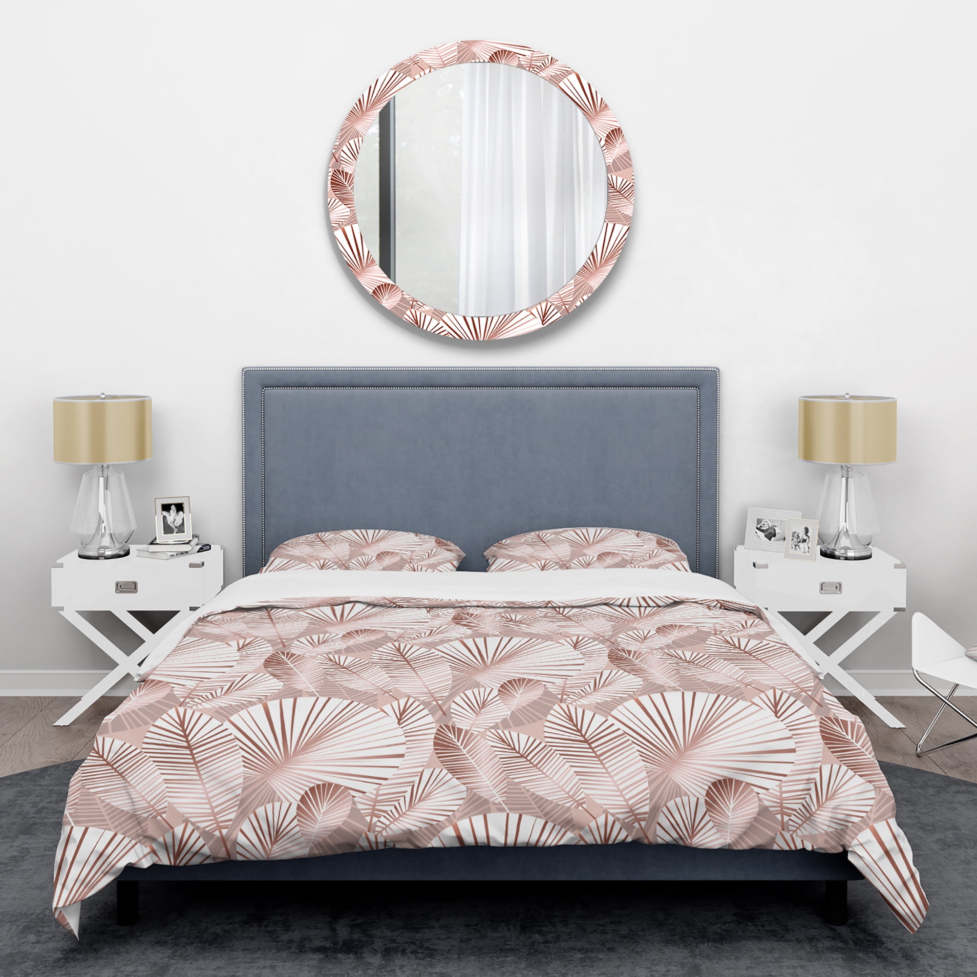 Designart 'Golden Tropical Pattern IV' Mid-Century Modern Duvet Cover Set
