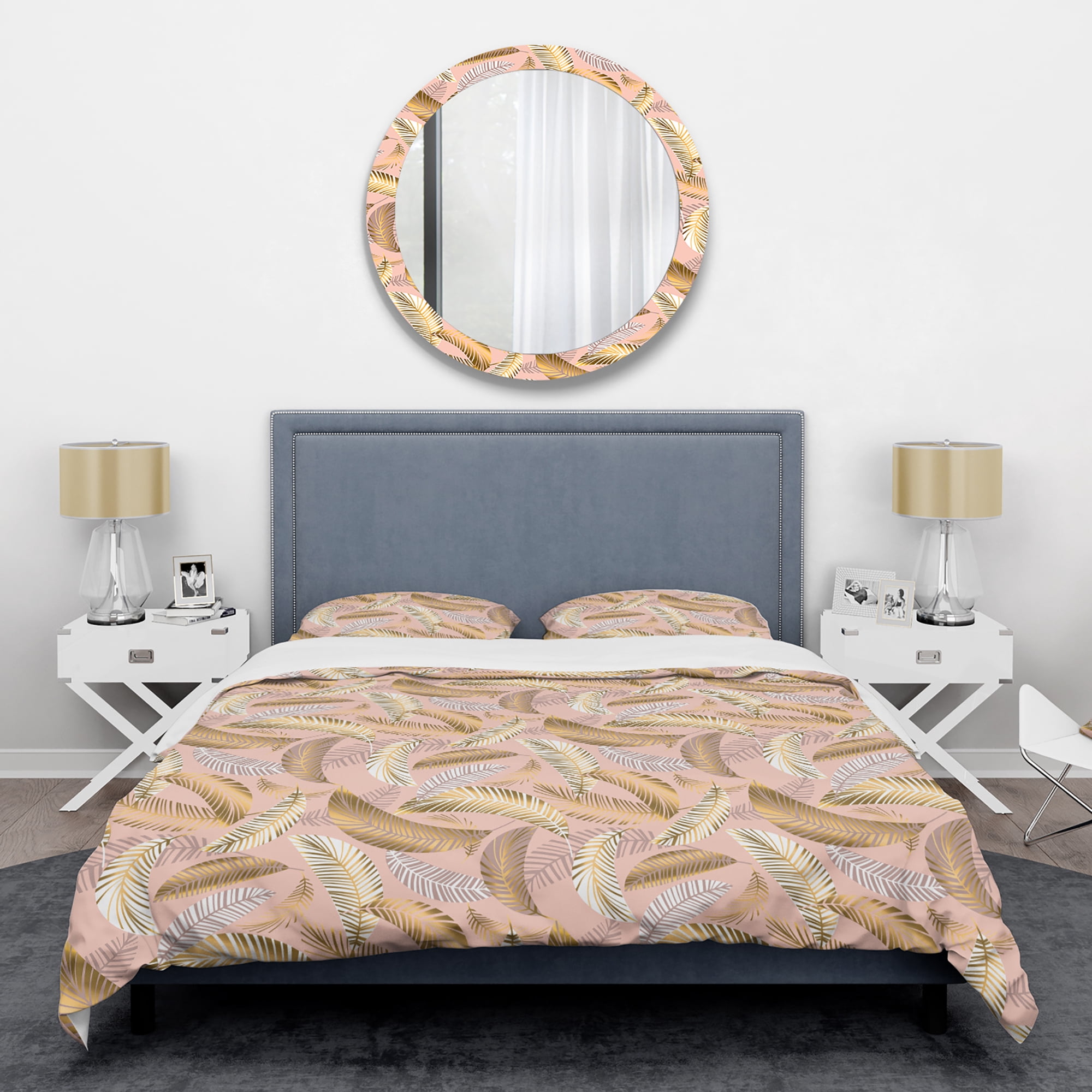 Designart 'Golden Tropical Pattern V' Mid-Century Modern Duvet Cover Set