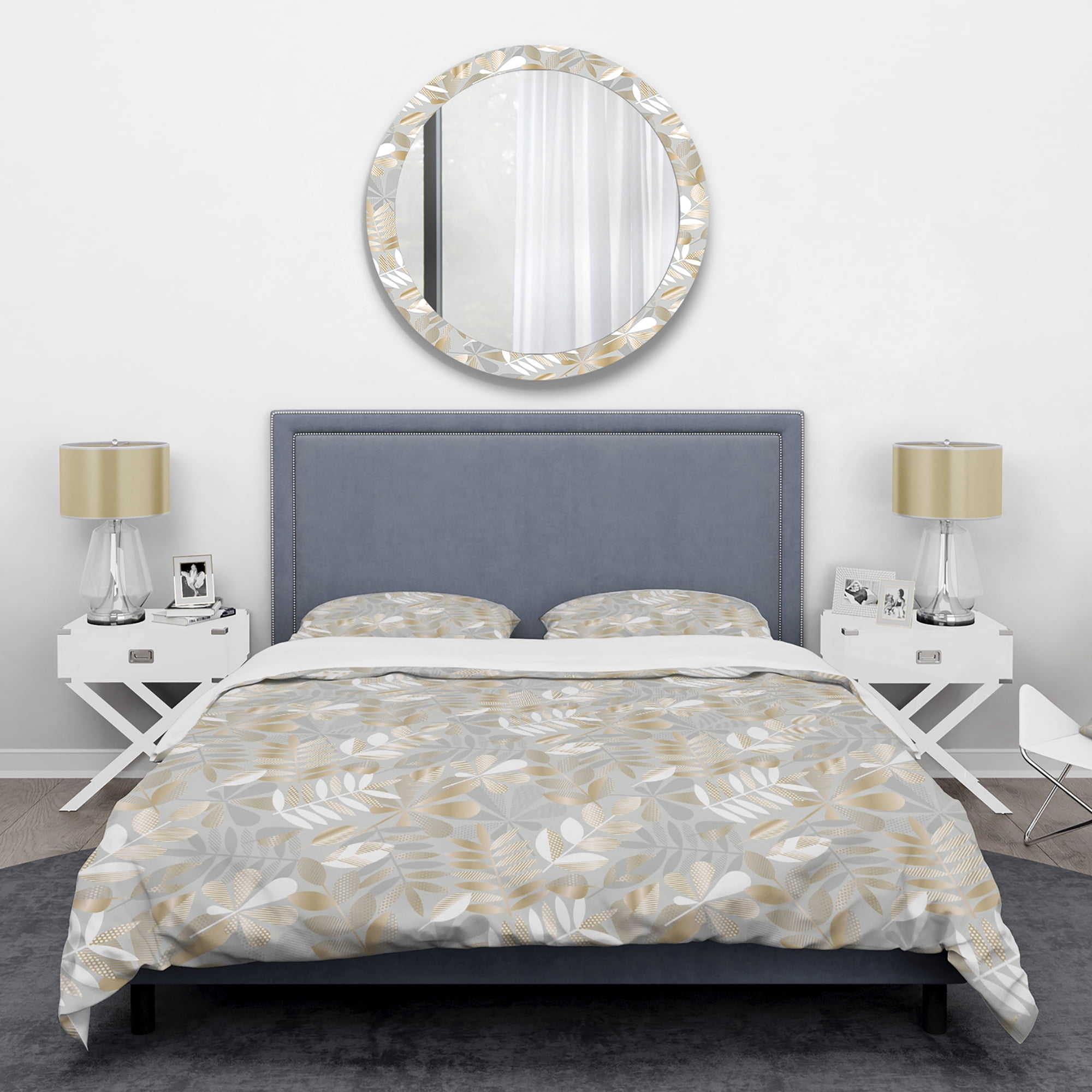 Designart 'Golden Tropical Pattern VIII' Mid-Century Modern Duvet Cover Set