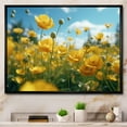 thumbnail image 1 of Designart "Golden Verdant Ranunculus Sunlit Blooms" Floral Floater Framed Wall Art Living Room, 1 of 7