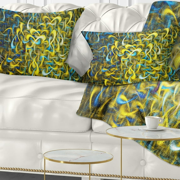 Designart Golden Watercolor Fractal Pattern - Abstract Throw Pillow - 12x20