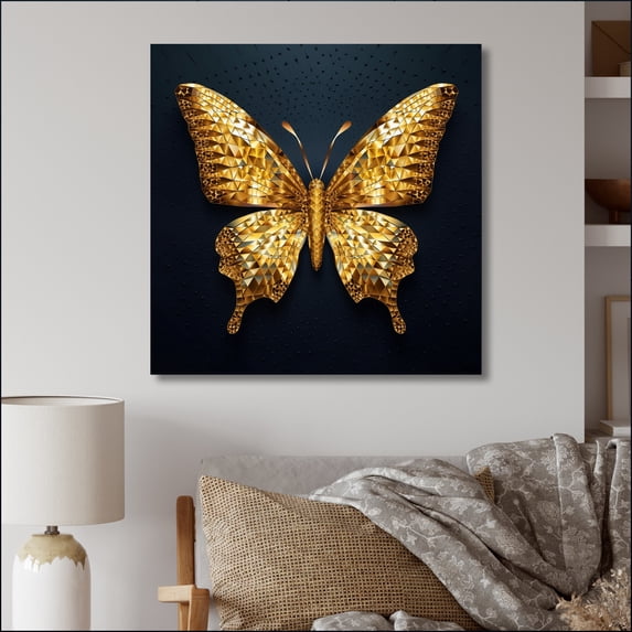 Designart "Golden Winged Elegance II" Animals Metal Wall Decor