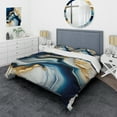 thumbnail image 1 of Designart "Golden and Azure Geode Marble II" Abstract Marble Bedding Covert Set - Modern Blue Abstract Bed Set With 2 Shams, 1 of 1