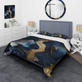 thumbnail image 1 of Designart "Golden and Azure Geode Marble V" Abstract Marble Bedding Covert Set - Modern Blue Abstract Bed Set With 2 Shams, 1 of 6