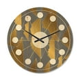 thumbnail image 1 of Designart 'Golden and Gray Polygon Pattern' Mid-Century Modern Wood Wall Clock, 1 of 5