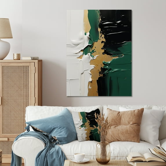 Designart "Golden green and black ink merge III In Green and Black"Abstract Metal Wall Art Green Modern Office Room Wall Art