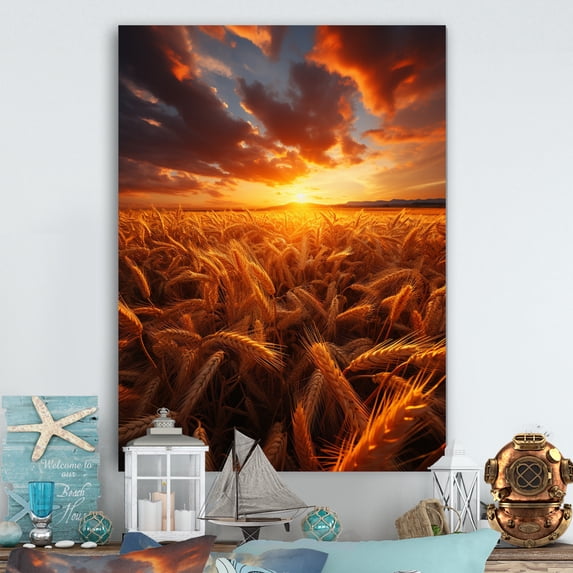 Designart "Golden landscapes A Mesmerizing" Landscape & Nature Metal Wall Decor