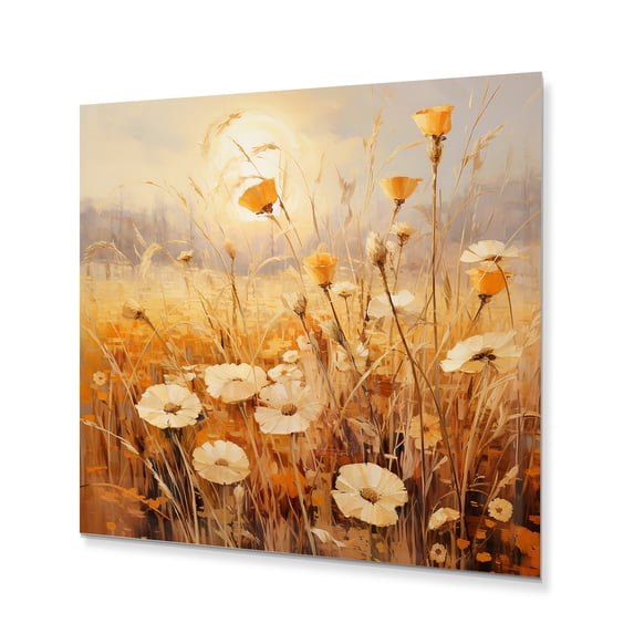 Designart "Golden pastures" Abstract Landscape Metal Wall Decor