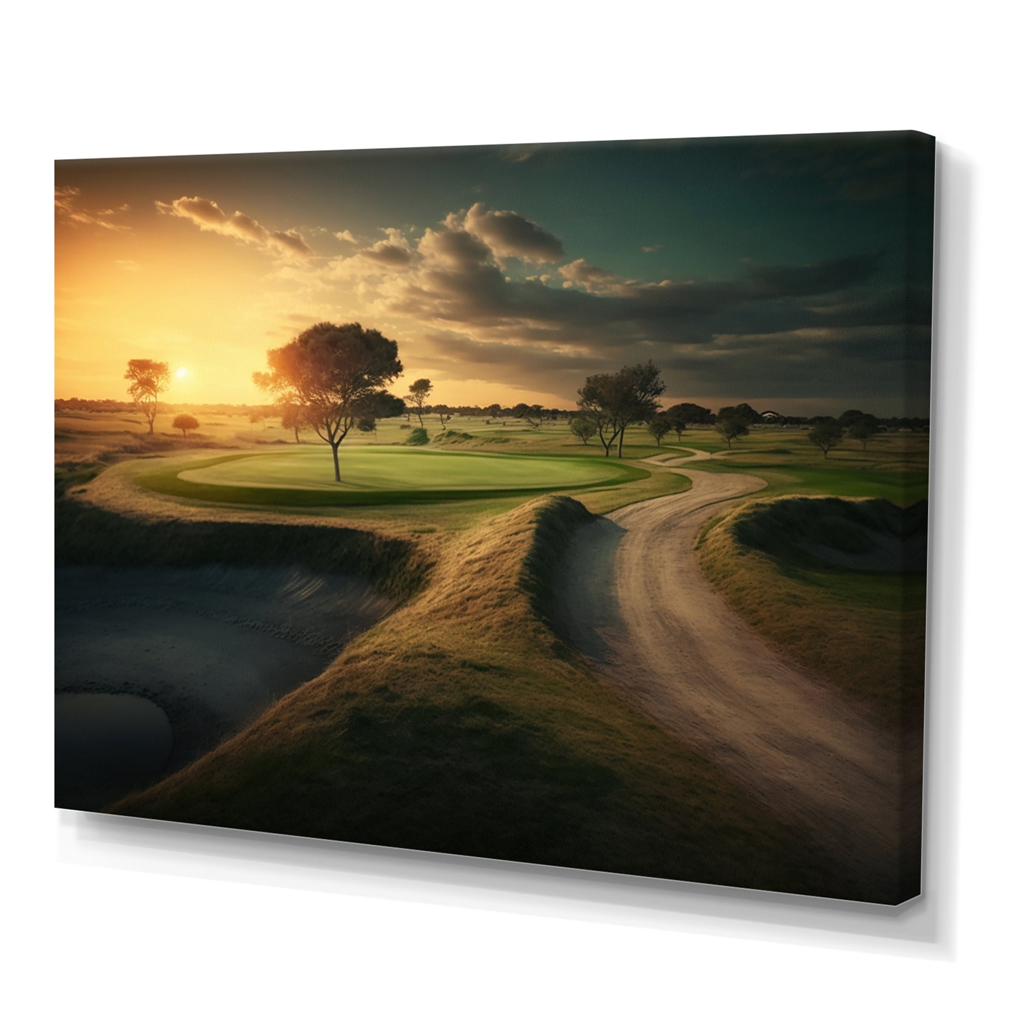 Designart Golf Course At Sunset I Canvas Wall Art
