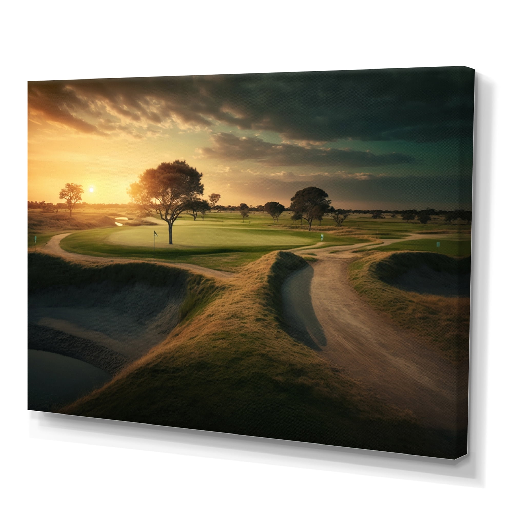 Designart Golf Course At Sunset II Canvas Wall Art