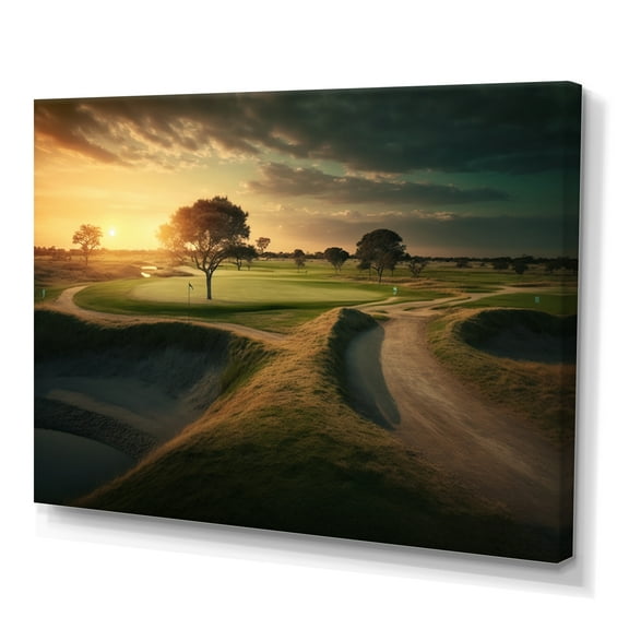 Designart Golf Course At Sunset II Canvas Wall Art