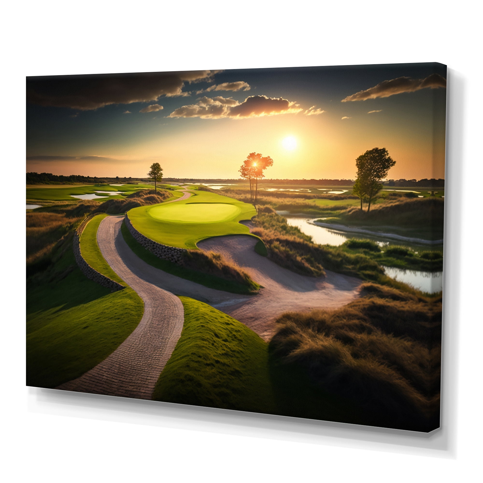 Designart Golf Course At Sunset III Canvas Wall Art