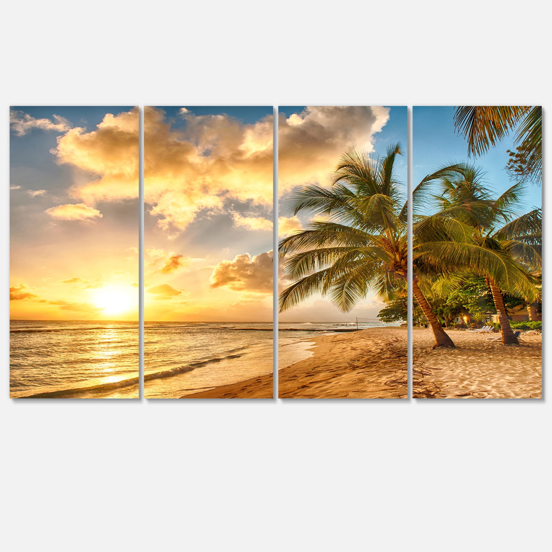 Designart 'Gorgeous Beach of Island Barbados ' Modern Seascape Canvas Artwork