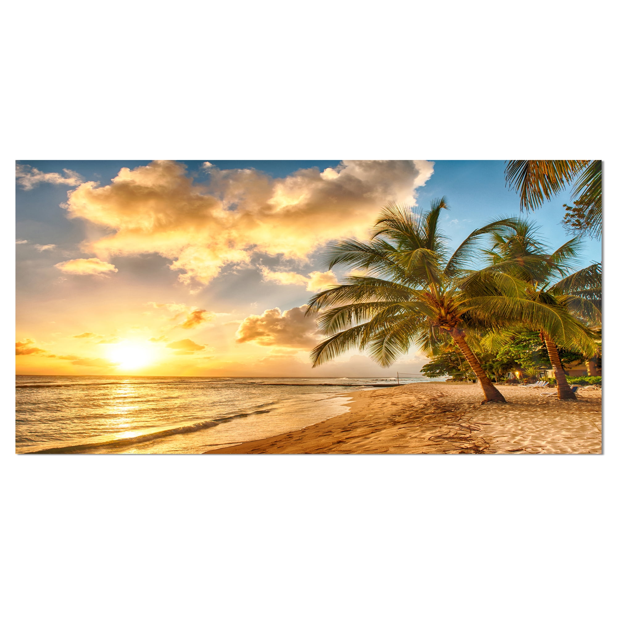 Designart 'Gorgeous Beach of Island Barbados ' Modern Seascape Canvas Artwork