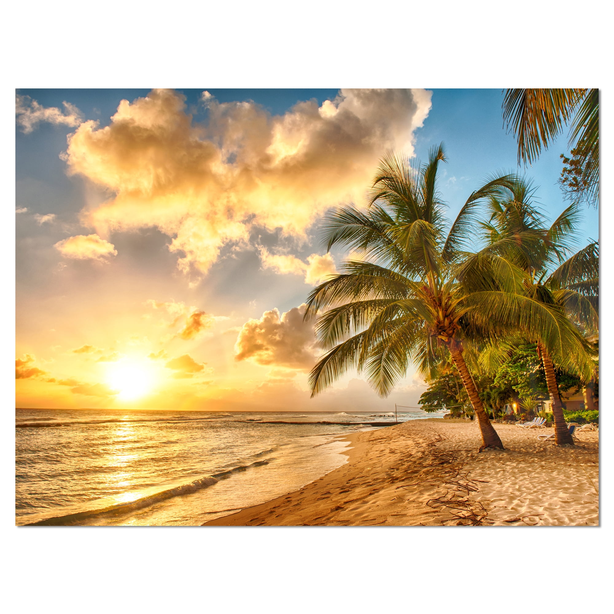 Designart 'Gorgeous Beach of Island Barbados ' Modern Seascape Canvas Artwork