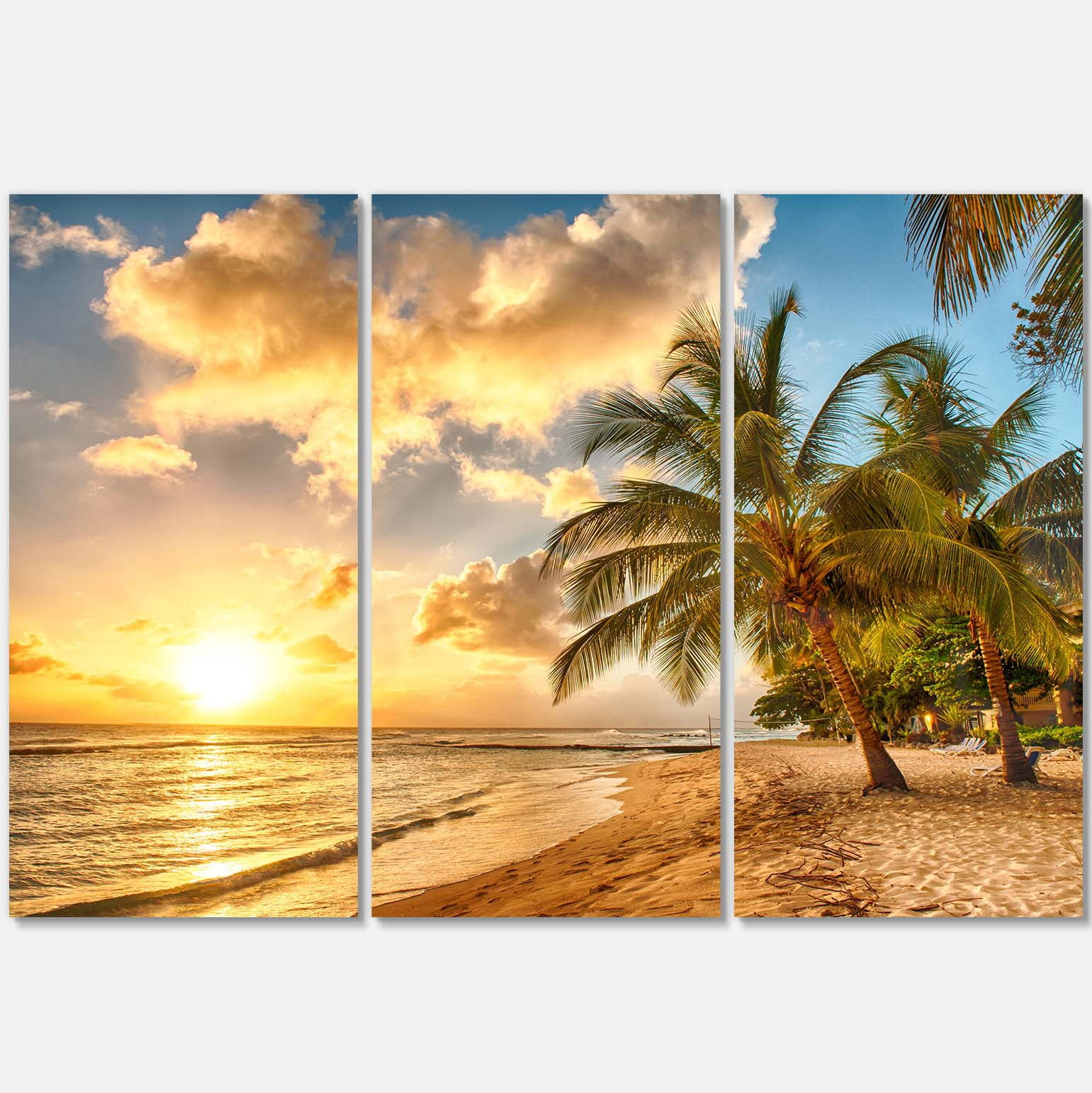 Designart 'Gorgeous Beach of Island Barbados ' Modern Seascape Canvas Artwork