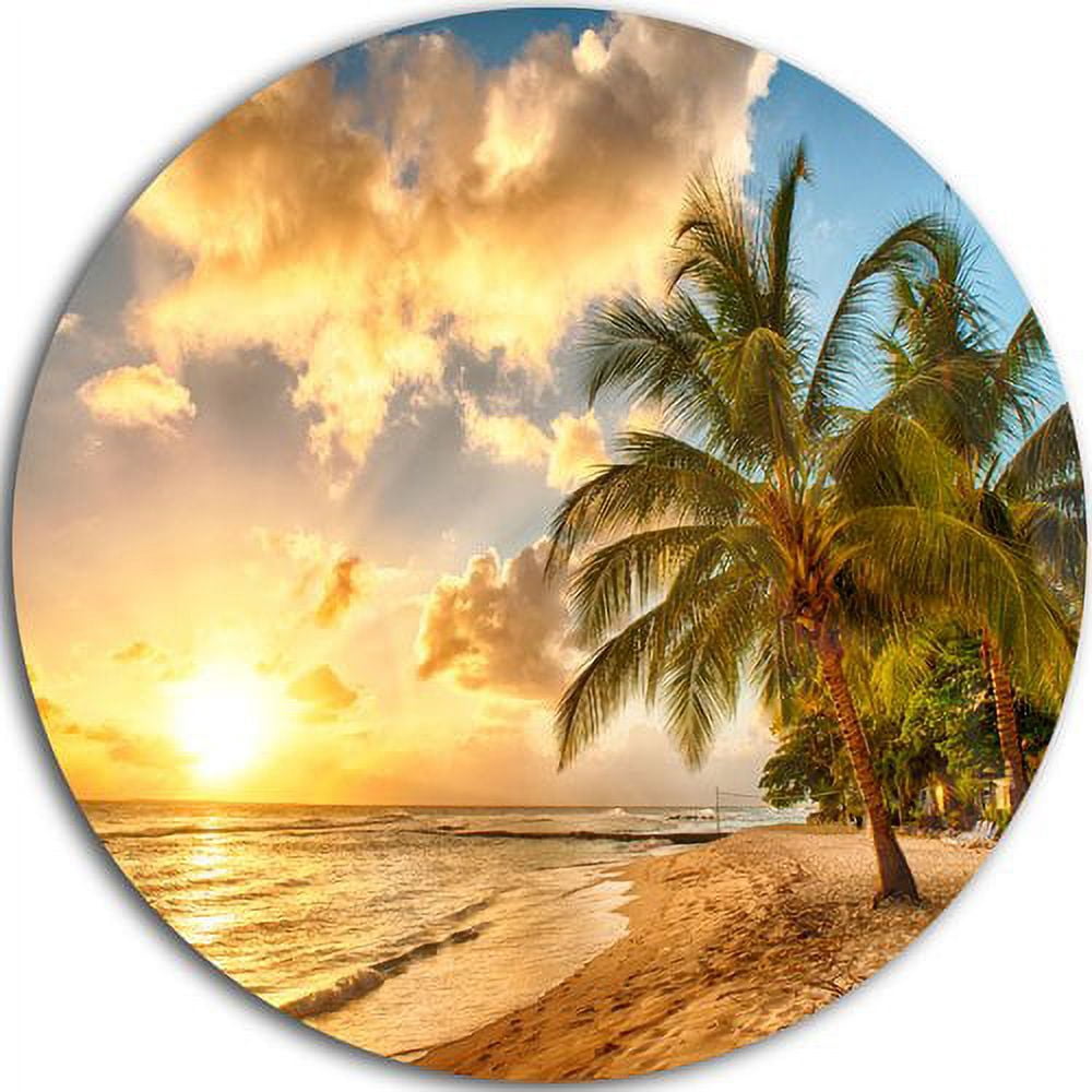 Designart 'Gorgeous Beach of Island Barbados' Seascape Metal Artwork