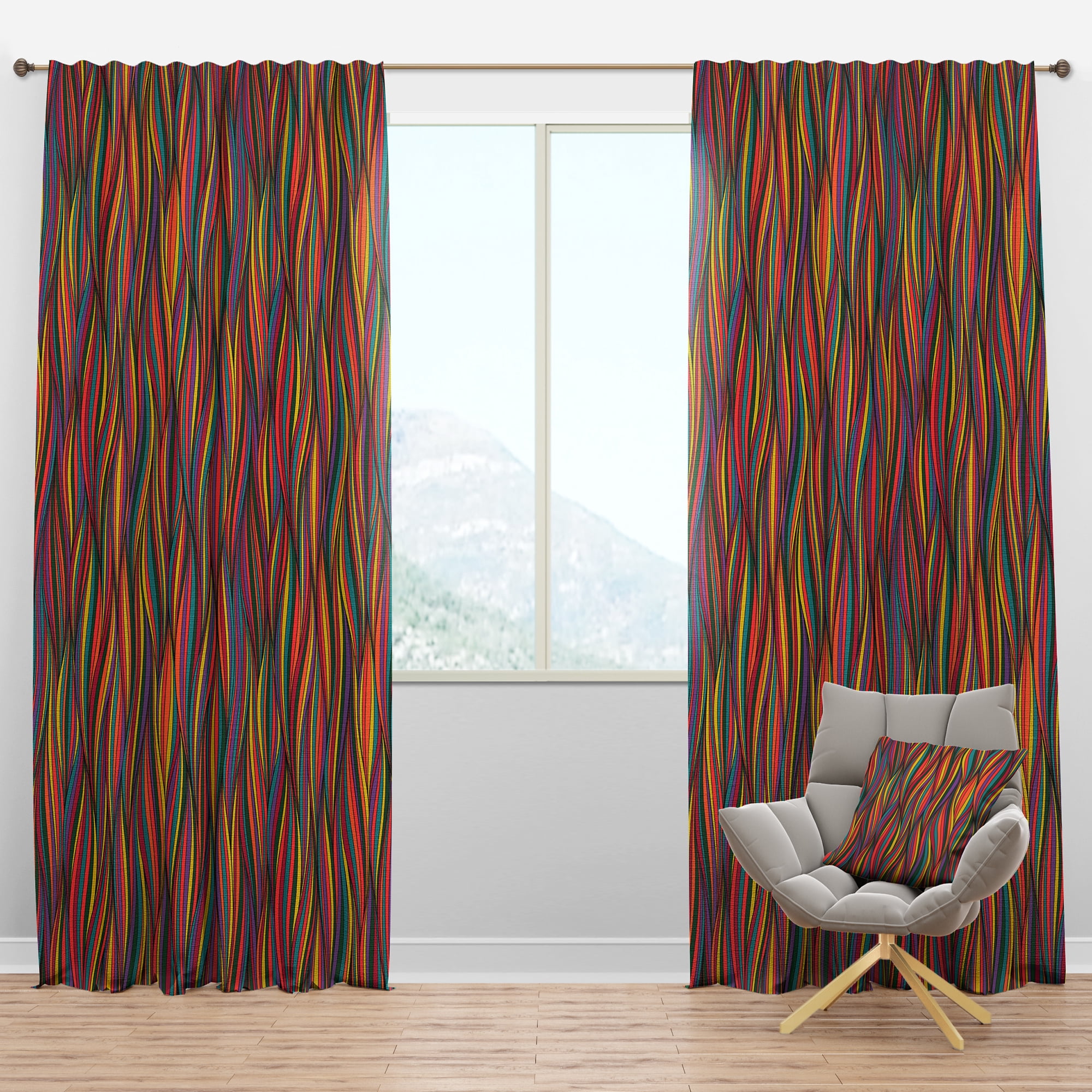 Designart 'Gorgeous Rainbow Waves' Bohemian & Eclectic Blackout Curtain Panel