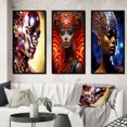 thumbnail image 1 of Designart "Gorgeous Woman in Futuristic Glamour II" Fashion Woman Framed Wall Art Set Of 3 - Blue Glam Frame Gallery Wall Set For Home Decor, 1 of 6