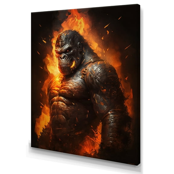 Designart Gorilla Fireball Canvas Wall Art