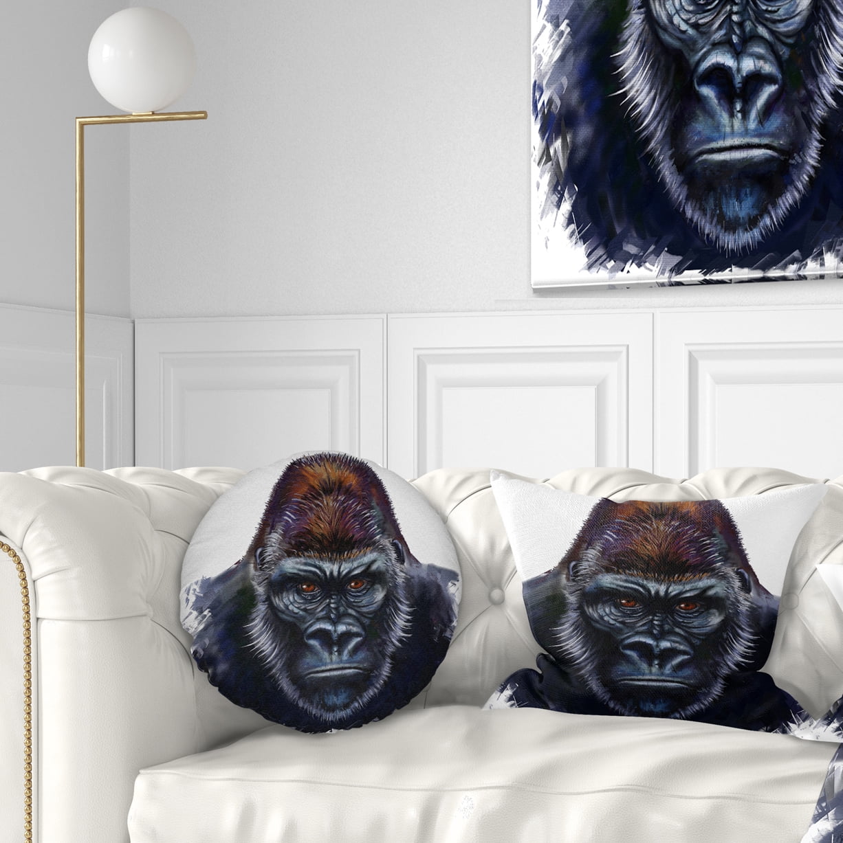Designart Gorilla Male Illustration - Animal Throw Pillow - 12x20