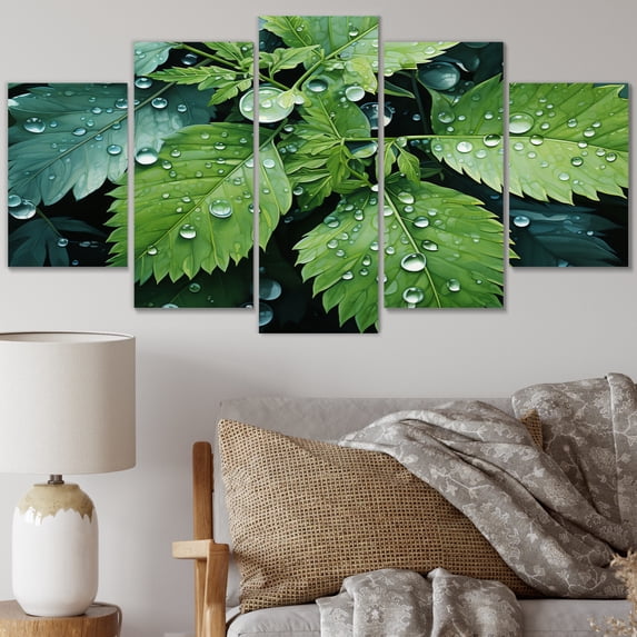 Designart "Gossamer Veil Ferns Plant art painting I" Floral Art Living Room Set