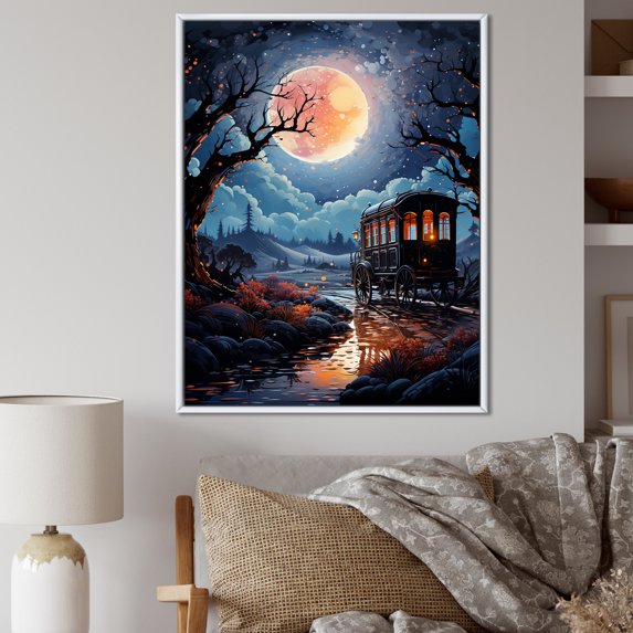 Designart "Gothic Old Cart In A Fantasy Setting" Old American Cart Floater Framed Canvas Prints