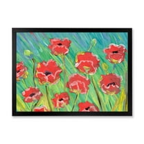 Designart 'Gouache Of Blooming Red Poppies' Traditional Framed Art Print