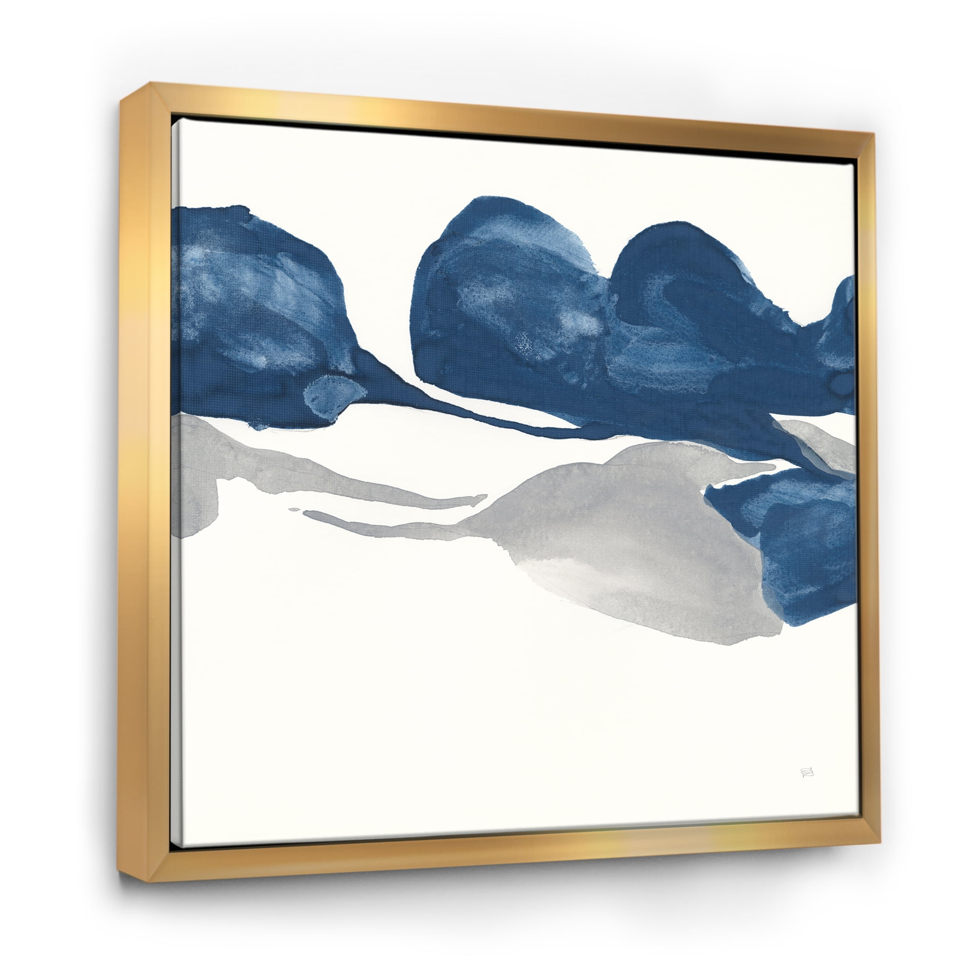 Designart ' Gouache Sapphire on Gray III ' Modern & Transitional Framed Canvas