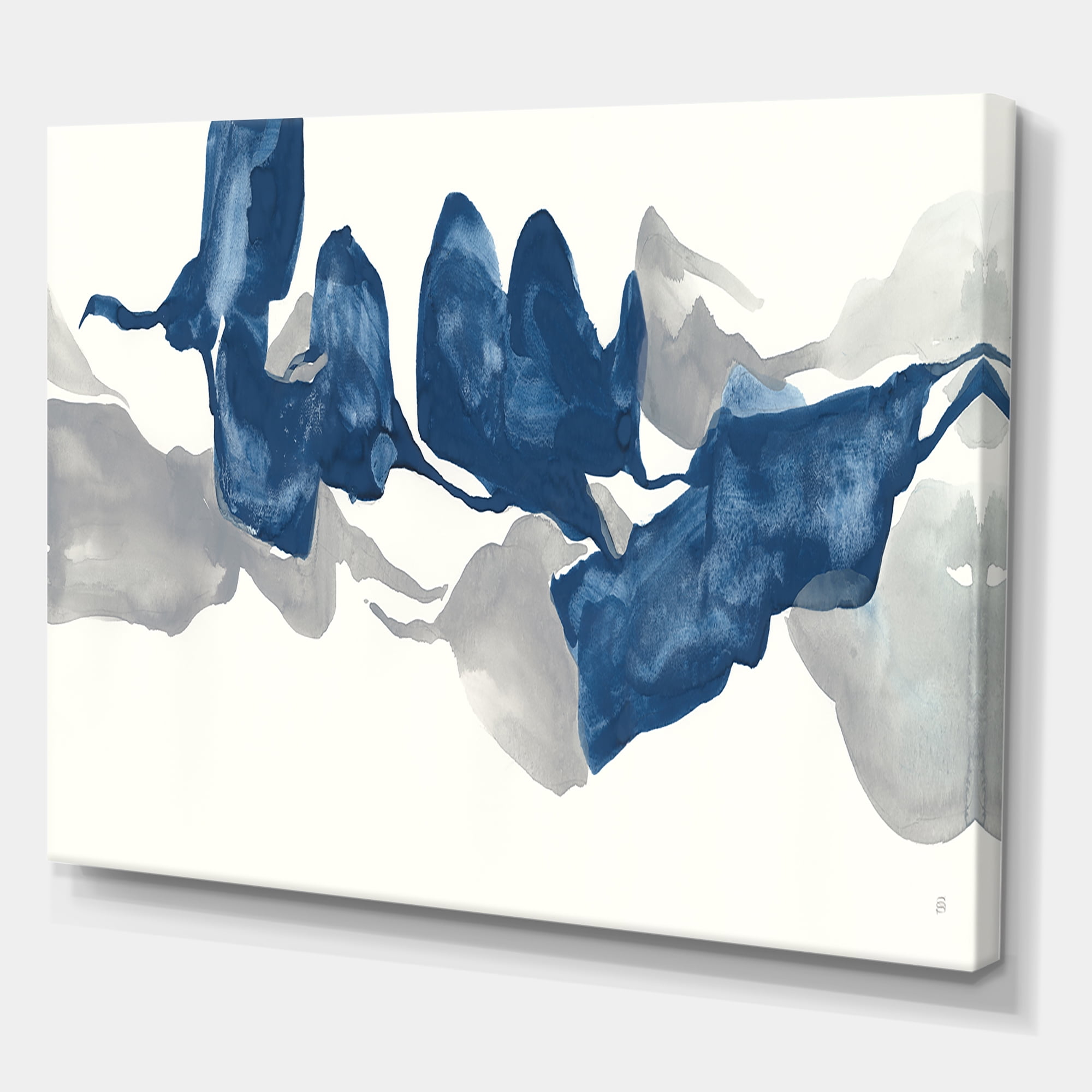 Designart 'Gouache Sapphire on Gray' Modern & Contemporary Canvas Art