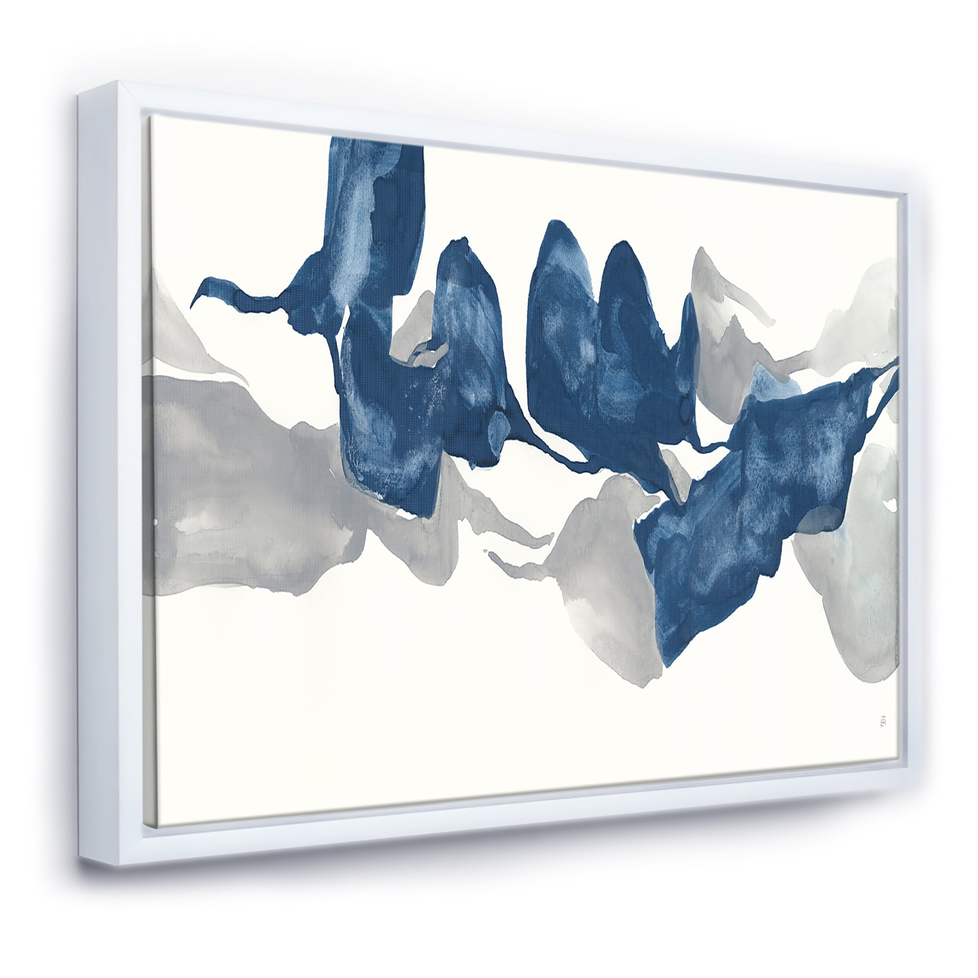 Designart ' Gouache Sapphire on Gray ' Modern & Contemporary Framed Canvas